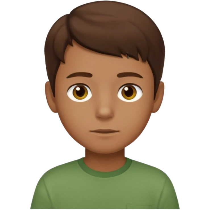a boy with brown eyes and hair with a green shirt emoji