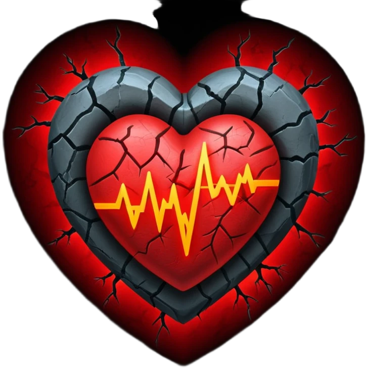 heart with dark fog and glowing cracks emoji