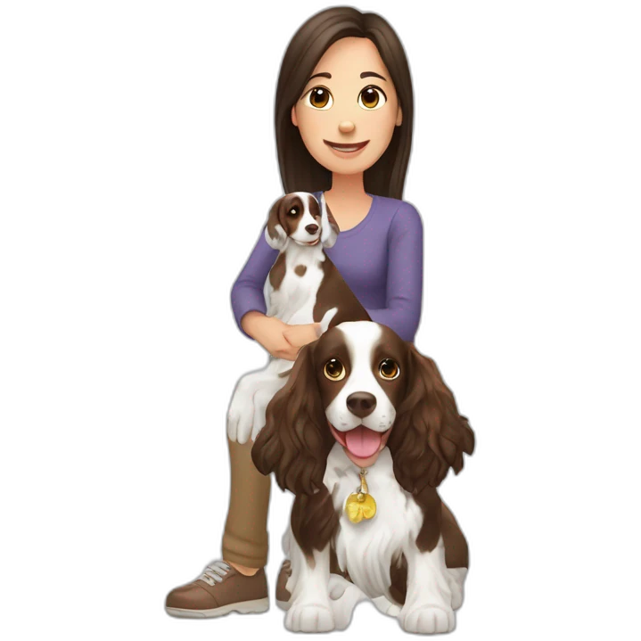 Springer spaniel with owner mom and dad emoji