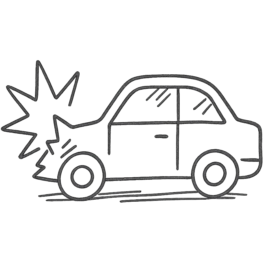hand drawn outline style crashed car emoji