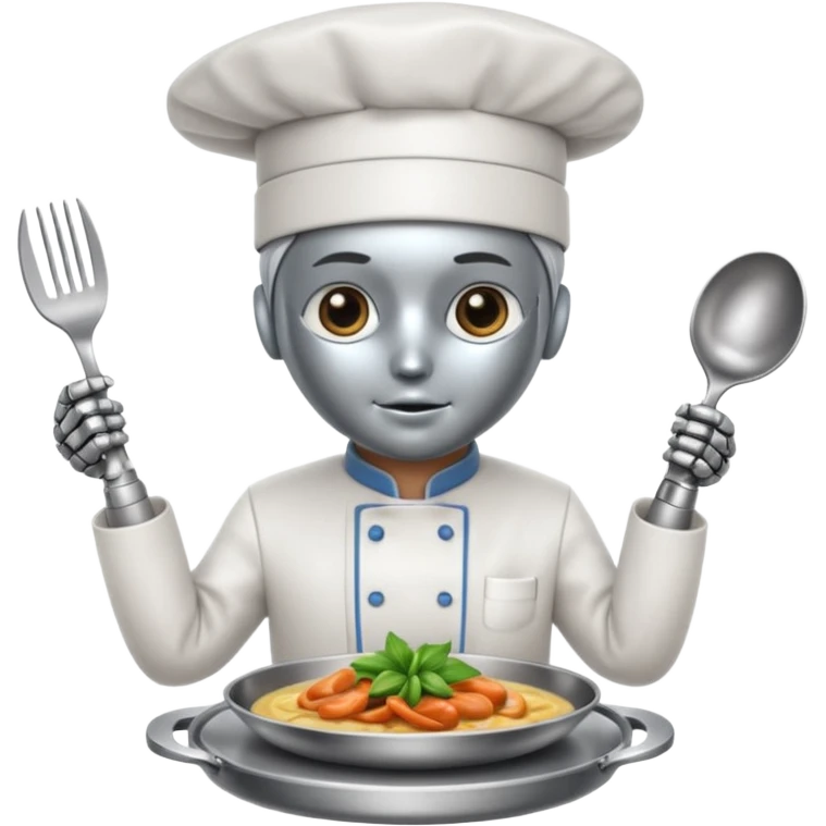 obot chef preparing a gourmet meal emoji