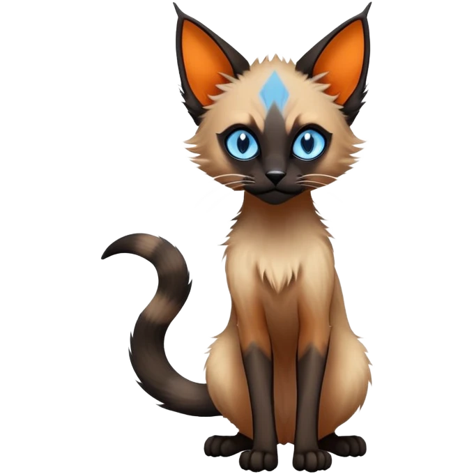 Colorful exotic Fantasy-Siamese-Fakémon-Lykoi-feline-hybrid (full body) emoji
