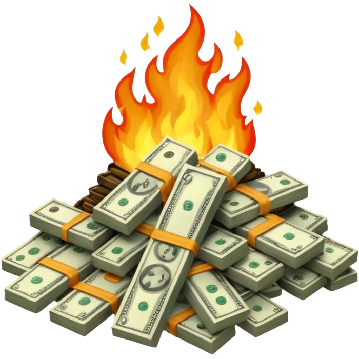Burning money emoji