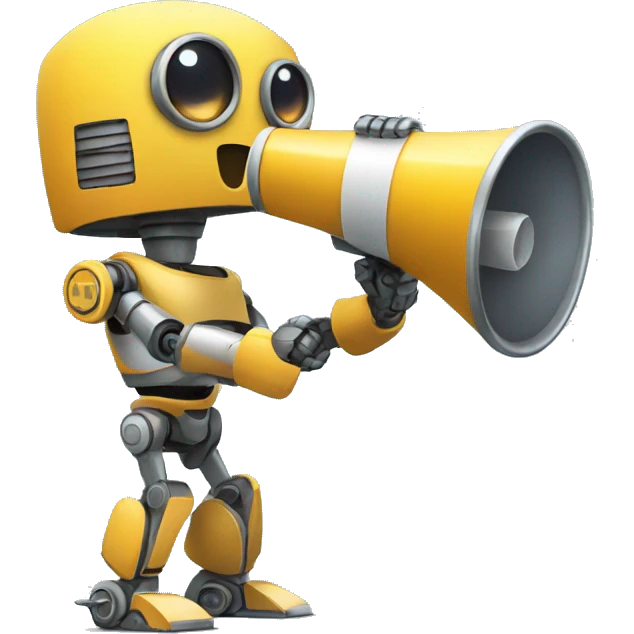 robot holding a megaphone emoji