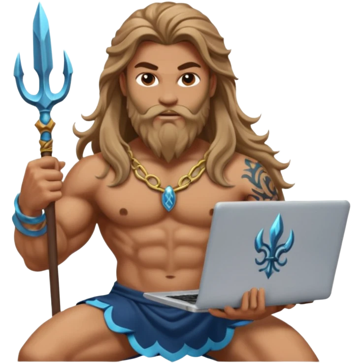 Poseidon with laptop emoji