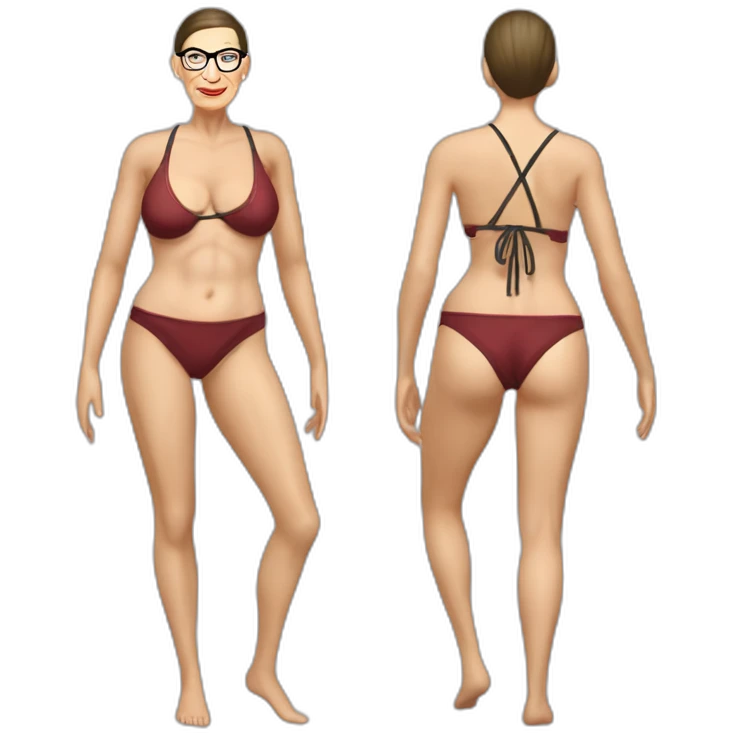 sexy ruth bader ginsburg wearing a string bikini bottoms top exposed (full body, ios17, top less) emoji