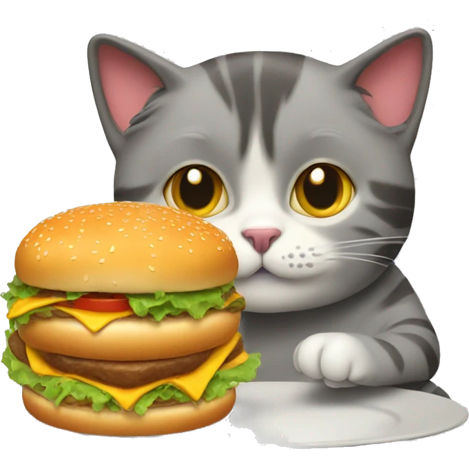 Cat eating burger emoji