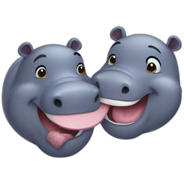 2 cute hippopotamus kiss emoji