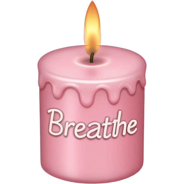 soft pink candle that says “Breathe” emoji