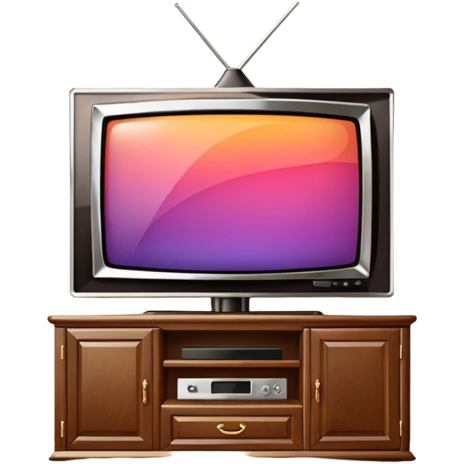 modern tv with news channel on it standing on a super luxurious cupboard emoji