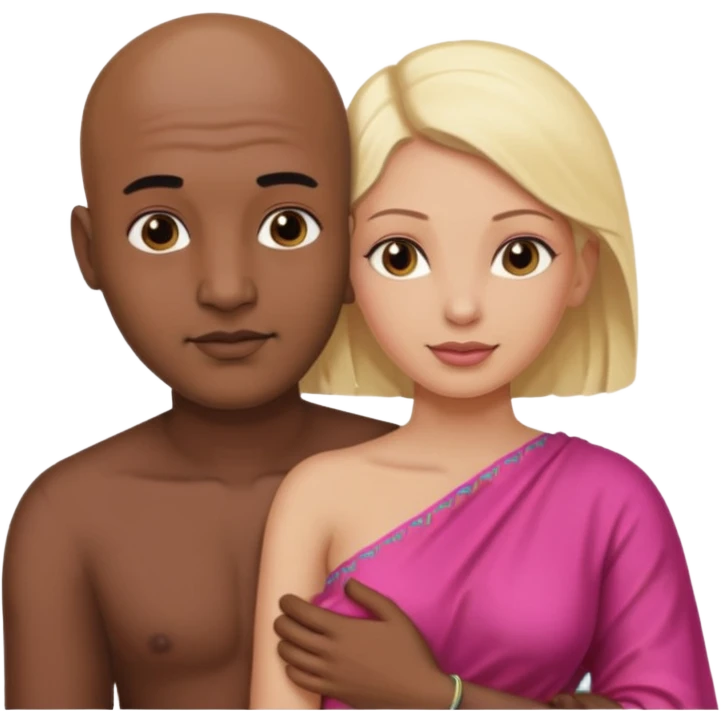 Naked bald Indian man with a beard holding vagina of naked blonde woman emoji