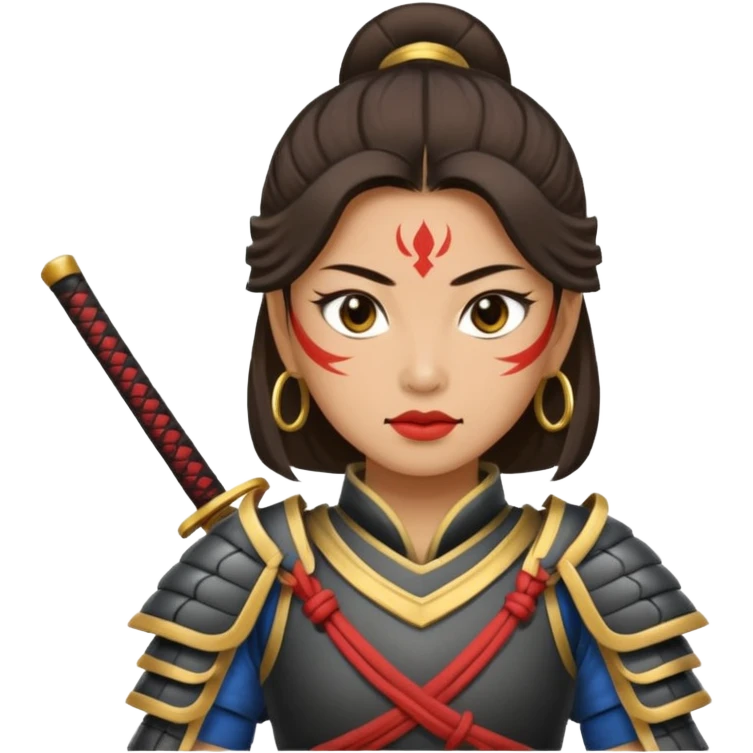 Very dangerous femal Thai samurai with amor typical Thai emoji