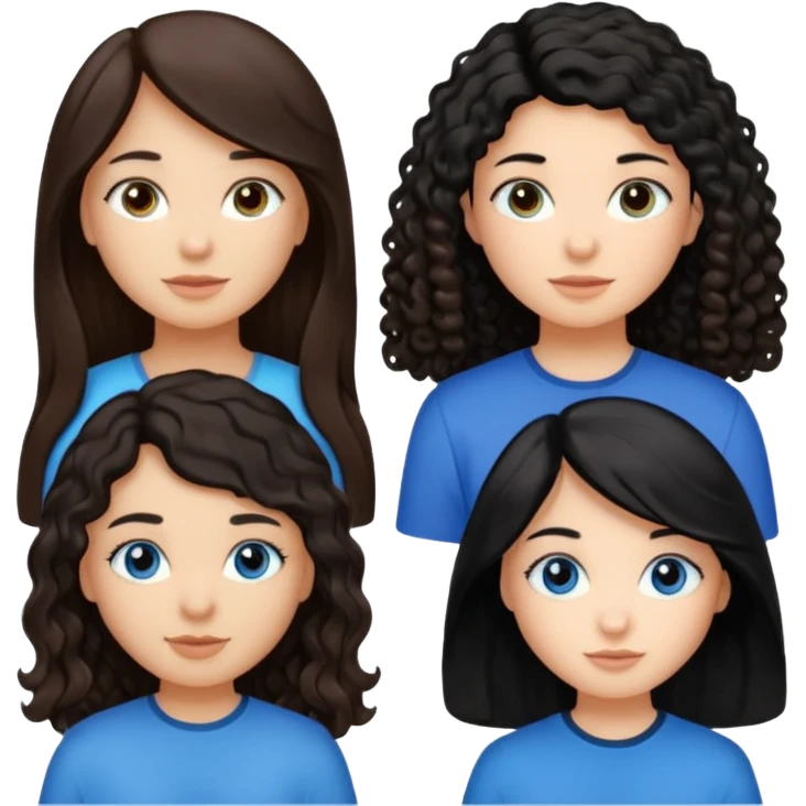 Algo de Disney y por detrás o delante pon a quatro chicas: una con el pelo largo rizado marrón , otra con el pelo muy corto negro, como un chico, otra con el pelo mediano liso marrón con ojos azulesy otra con el pelo negro largo liso . Es para el viaje emoji