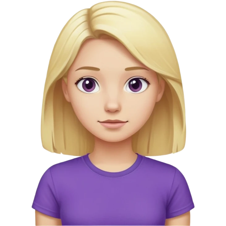 Chica rubia con camiseta lila emoji