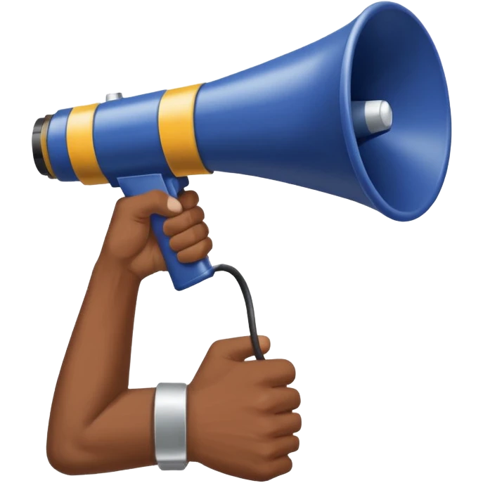 megaphone with male hand, collage style emoji