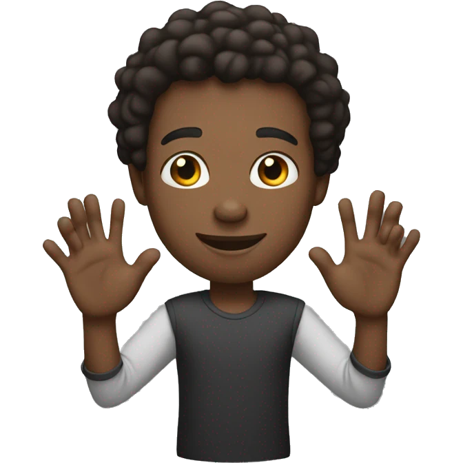 A black man with his hands straight up emoji