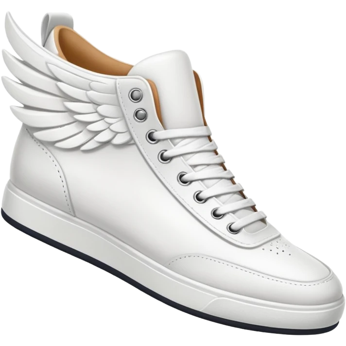 white sneaker with white wing, pointed slightly down emoji