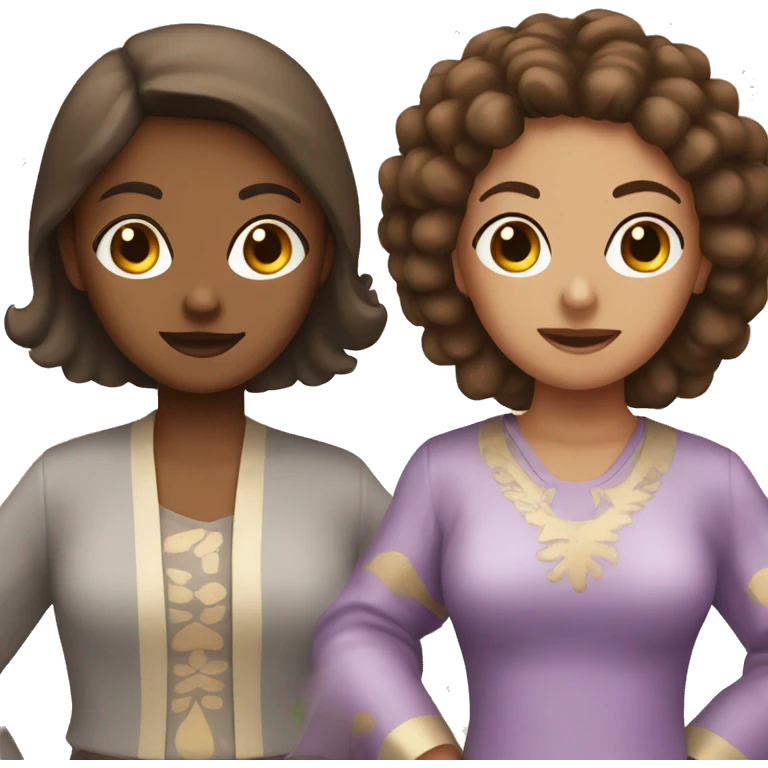 two brown skinned and brown haired girls dressed up as taro emoji