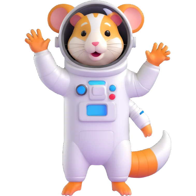 space hamster in a spacesuit waving his hand emoji
