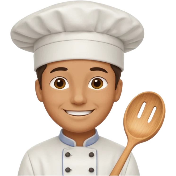 smiling man enjoying sunny day with a chef hat on emoji
