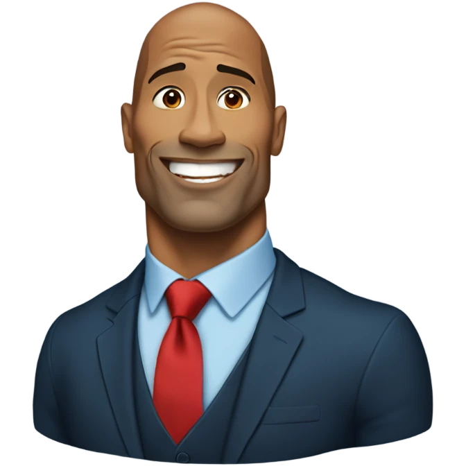 Dwayne Johnson wearing a red dress and a blue tie emoji