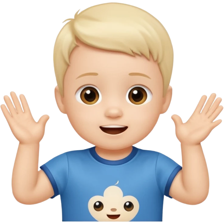 A toddler with a tiny jersey shirt, clapping with adorable enthusiasm emoji