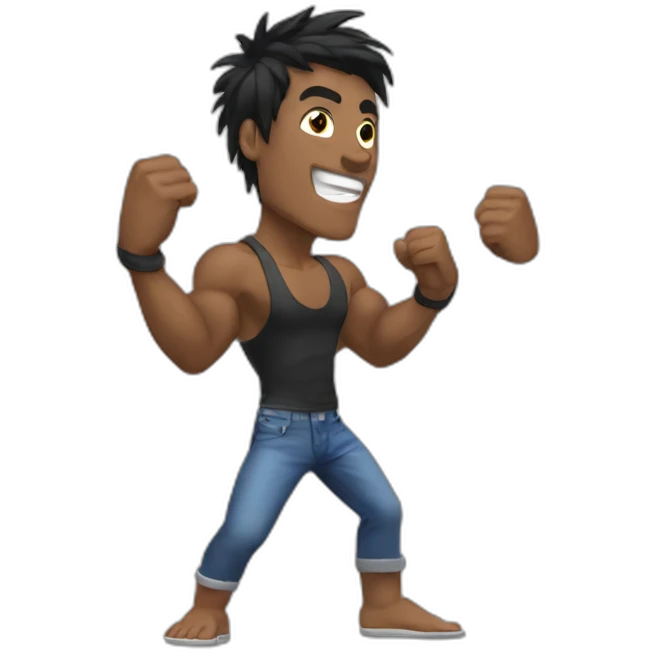 student hitting the zyzz pose emoji
