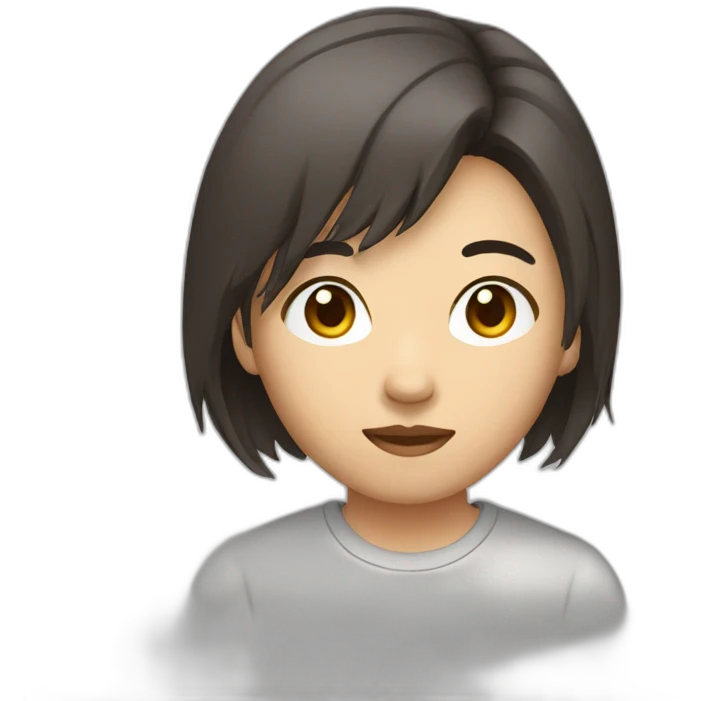 asian teen with wolfcut dark brown hair emoji