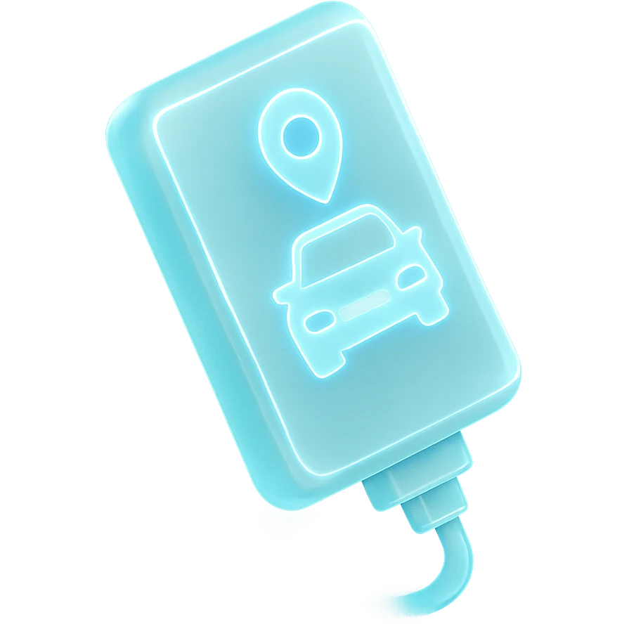 Gps vehicale tracking in light neon blue emoji