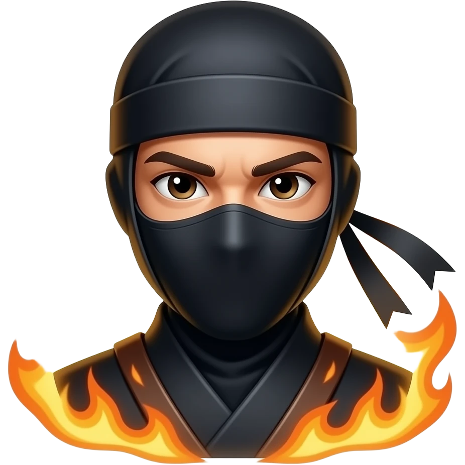 Ninja flameante realista emoji