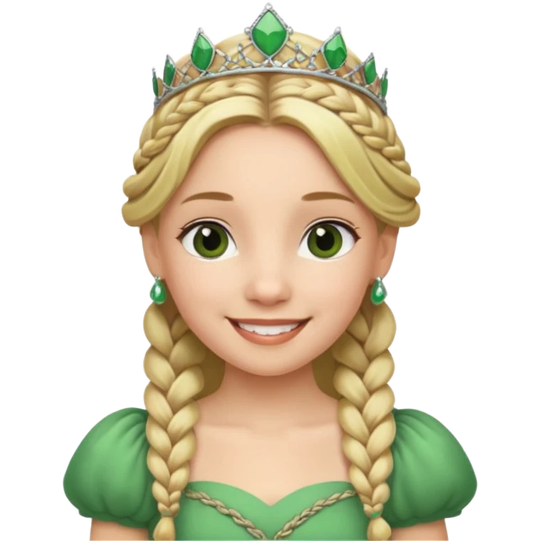 Princess in green Dress with Tiara, Braided Blonde Hair emoji