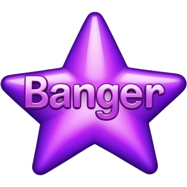 The word "banger" surrounded by purple stars emoji