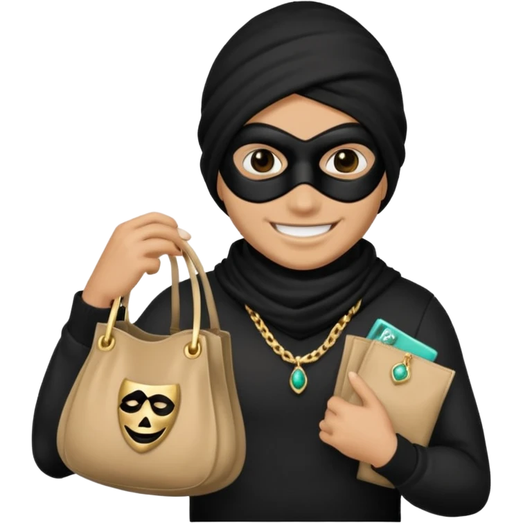 Thief with black mask and stolen jewelry bag emoji