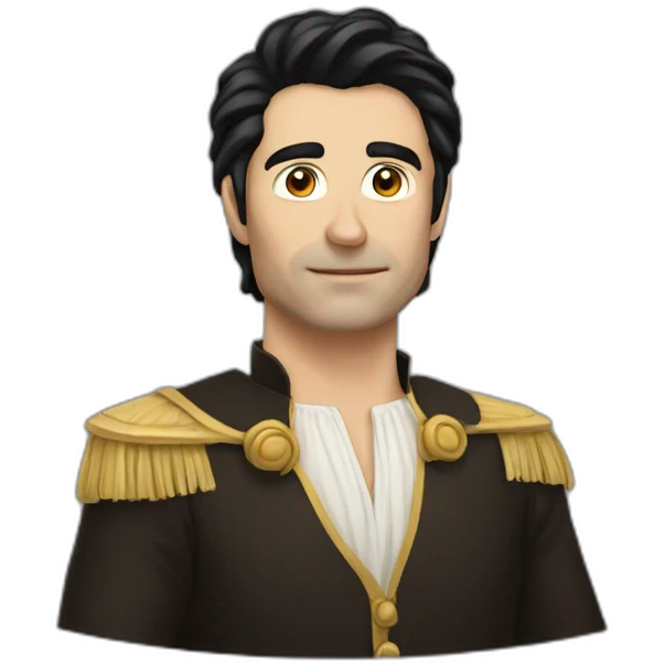 man with dark hair in costume emoji