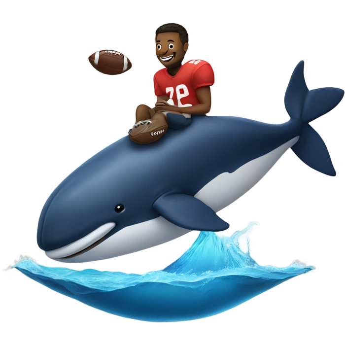 A football player riding on a whale emoji