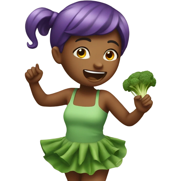 Dancing girl eating vegetables like eggplants  emoji