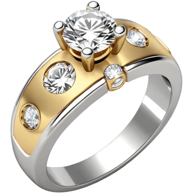 Tot et moi ring two toned mostly silver it’s a ring with two diamonds  emoji