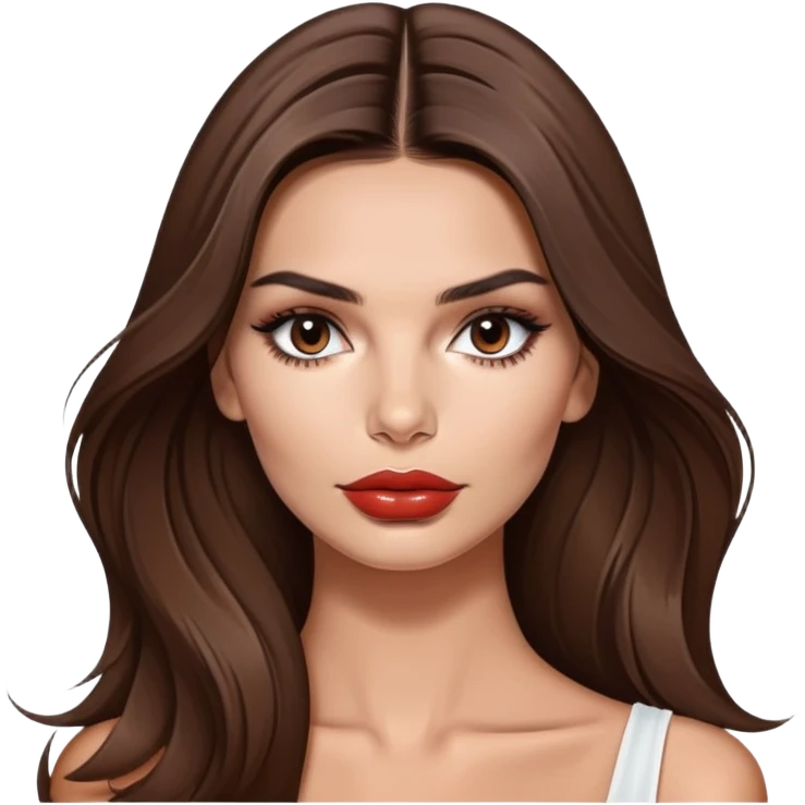 Emily Ratajkowski, model with long brown hair and full lips emoji