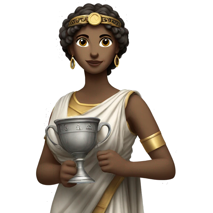 Greek Sappho holds the winner's cup in her hand emoji