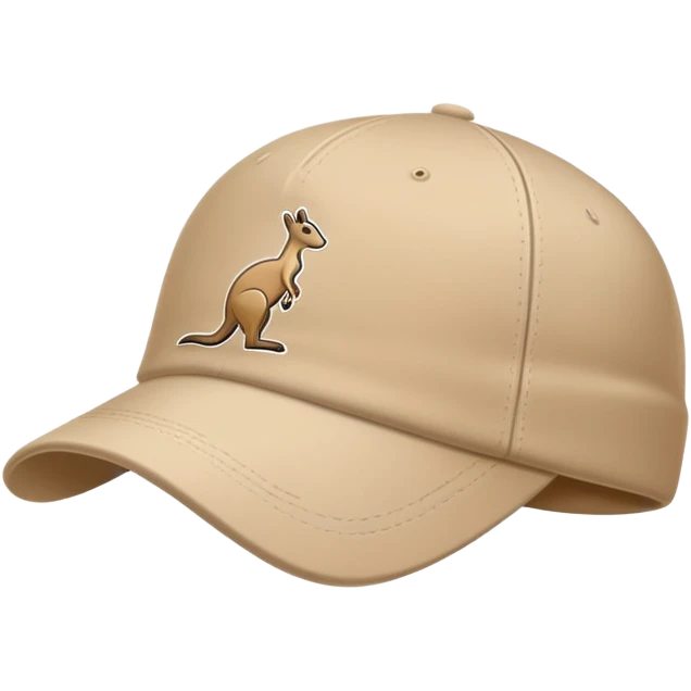 Beige Kangol flat cap seen from the side profile, classic baseball cap silhouette, with visible kangaroo logo on the side, iOS emoji style, light tan color emoji