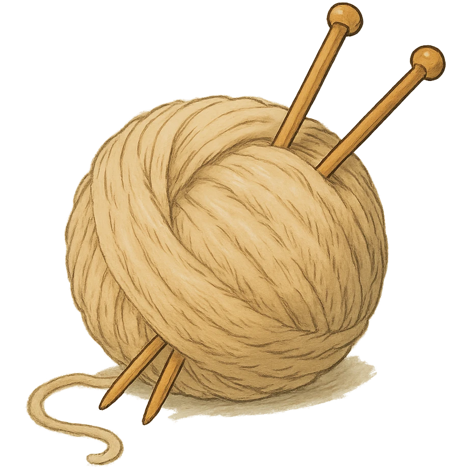 ghibli style ball of beige mohair wool with knitting needles emoji