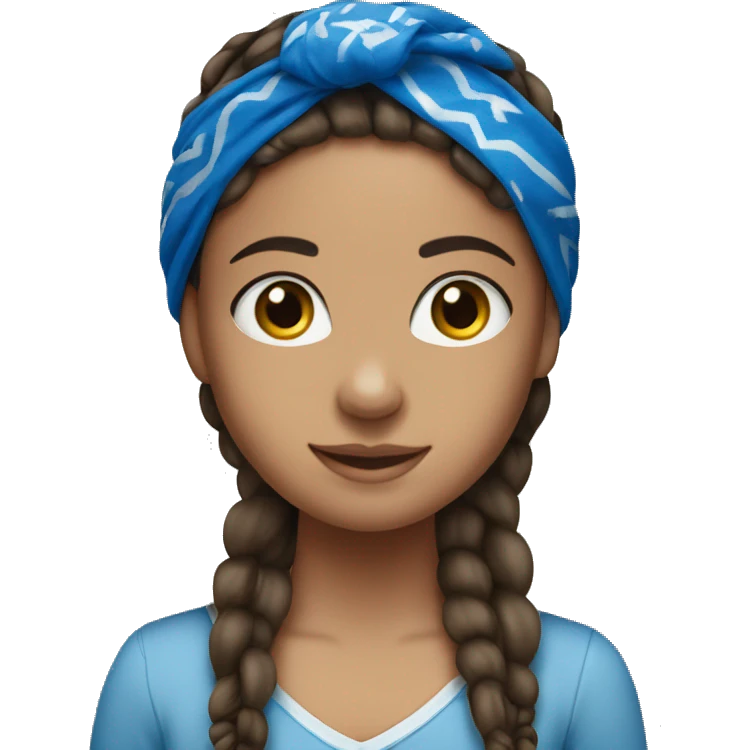 Brunette girl with braids and blue bandana emoji