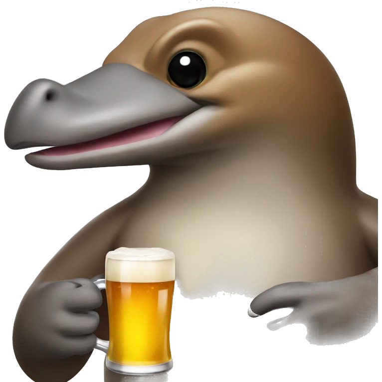 platypus holding a beer emoji