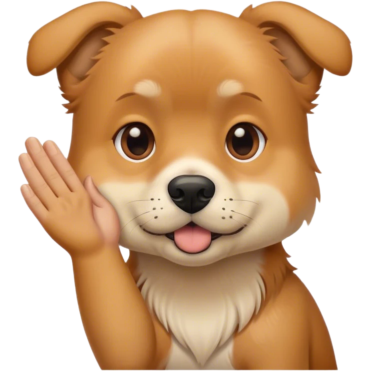 Dog with human hand shushing emoji