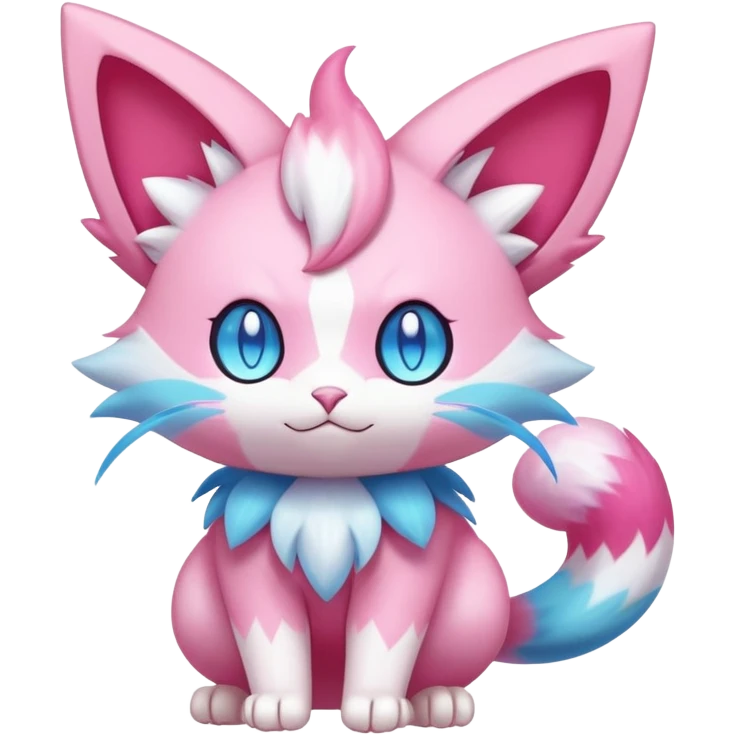 Shiny Magical Elemental Colorful Exotic Skitty-Delcatty-Pokémon-Fakémon-hybrid-creature (full body) emoji
