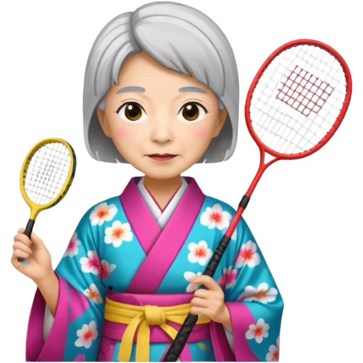 ancient japanese old woman with 1 badminton racket emoji