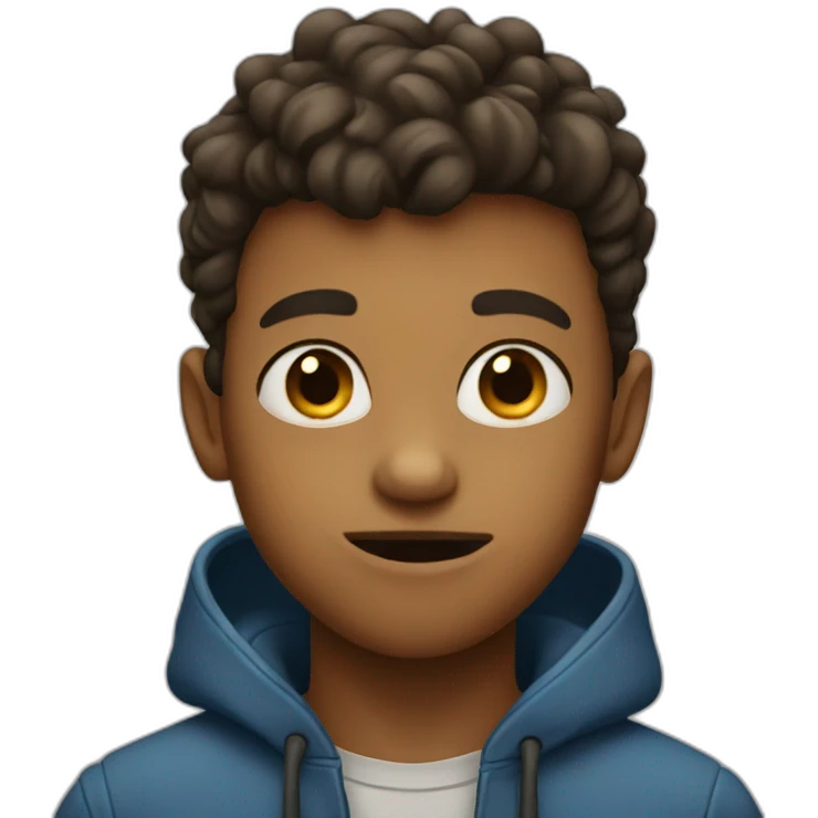 A boy biting lips emoji