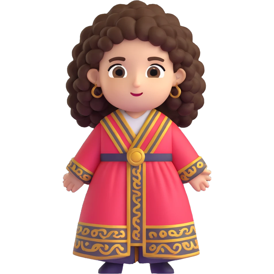 Beautiful Greek character with big puffy curly hair wearing cute traditional clothing emoji