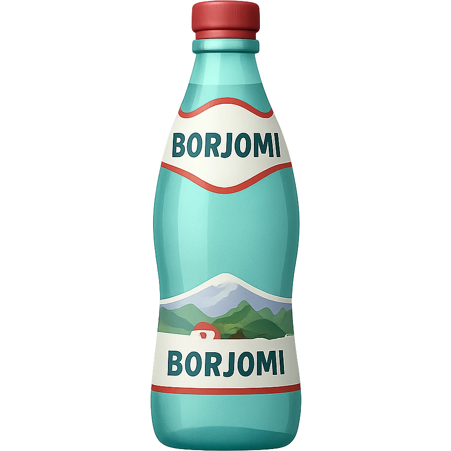 Borjomi water bottle emoji with label, variation 2 emoji