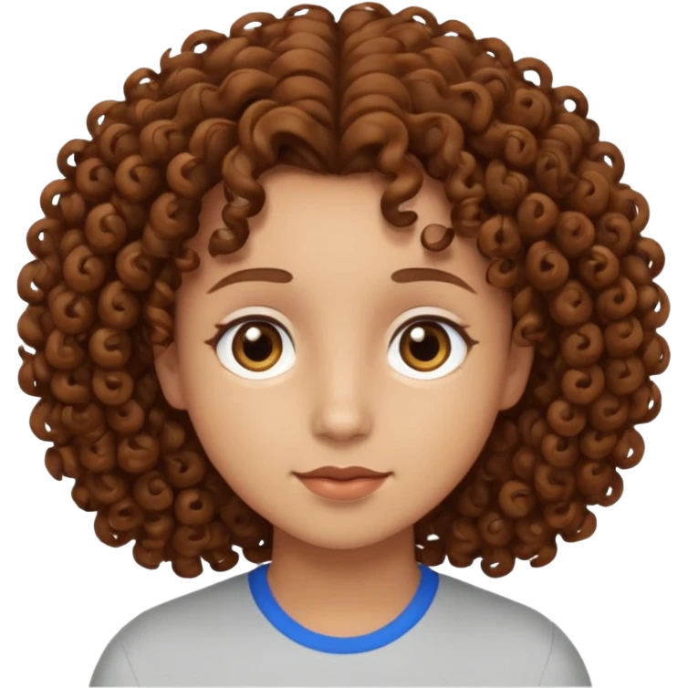Nano con capelli ricci marroni, occhi marroni emoji